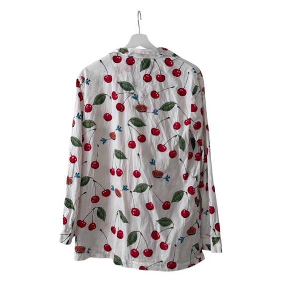 Nick & Nora Pajama Set VTG Vintage Cherry Pie Blue Birds Size Medium 100% Cotton - Picture 3 of 10